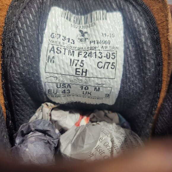 Georgia G7313 Men's Size 10M Brown Leather Steel Toe Waterproof Logger Boots - Picture 11 of 11